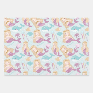 Feuille De Papier Cadeau Fête d'anniversaire pour filles Baby Shower Sirène