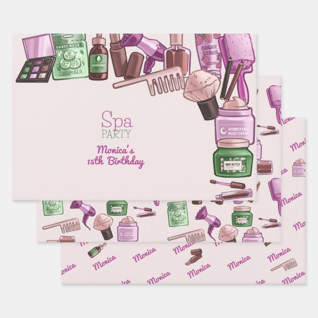 Feuille De Papier Cadeau Fête d'anniversaire spa de beauté (Lot)