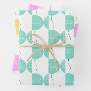 Feuille De Papier Cadeau Fête de ballon personnalisée anniversaire baptême
