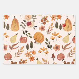 Feuille De Papier Cadeau Fête de champignon de Squash Citrouille de l'autom