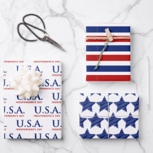 Feuille De Papier Cadeau Fête de l'Indépendance Patriotique USA