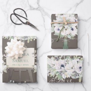 Feuille De Papier Cadeau Fête de l'mariée florale Boho Mariage Mocha