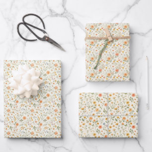 Feuille De Papier Cadeau Fête de mariage et de naissance Cottagecore Fleurs