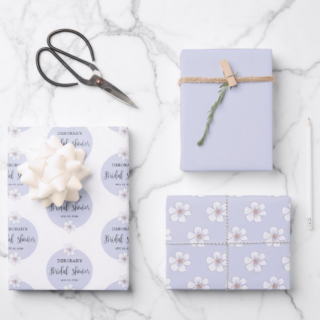 Feuille De Papier Cadeau Fête de mariage floral pourpre (Recto)