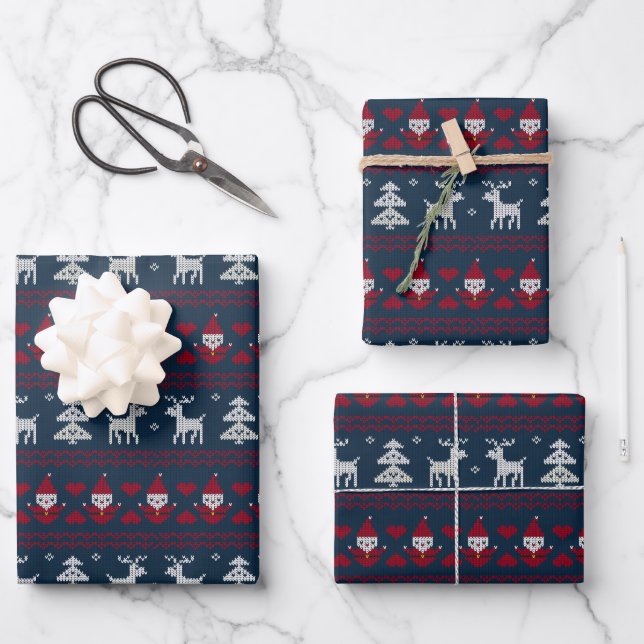 Feuille De Papier Cadeau fête de Noël carrelée et moche (Recto)