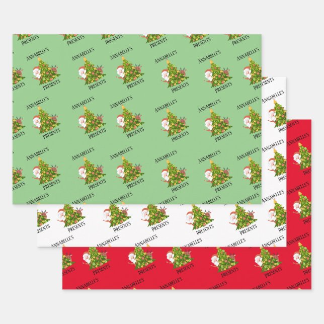 Feuille De Papier Cadeau Fête de Noël traditionnelle personnalisée (Lot)