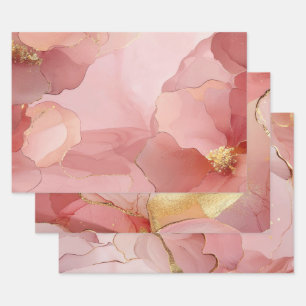 Feuille De Papier Cadeau Fête des mariées dorée rose Abstraite