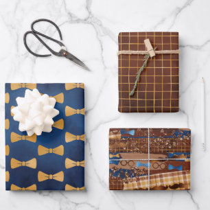Feuille De Papier Cadeau Fête des pères Bow Cravates, lunettes et moustache