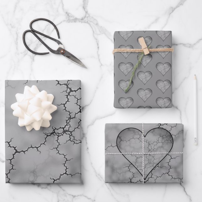 Feuille De Papier Cadeau Fête des pères Motif en marbre gris (Recto)