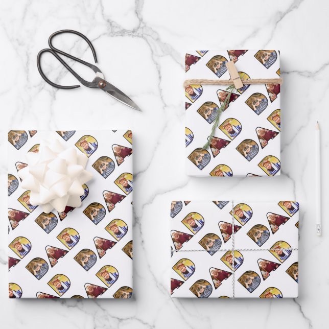 Feuille De Papier Cadeau Fête des pères Papa Photo Collage Motif personnali (Recto)