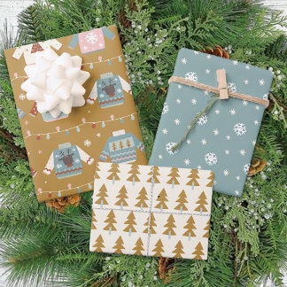 Feuille De Papier Cadeau Fête d'hiver Sweater Snowflakes Noël