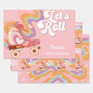 Feuille De Papier Cadeau Fête du roller retro