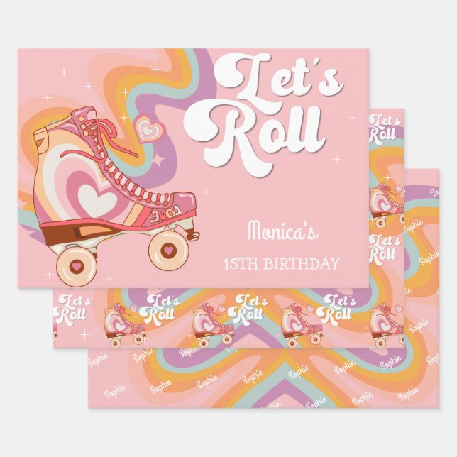 Feuille De Papier Cadeau Fête du roller retro (Lot)