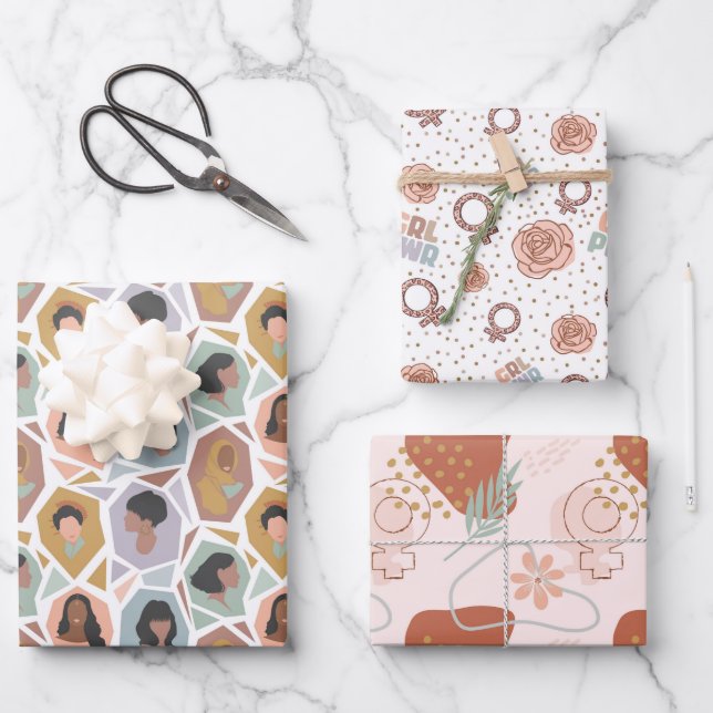 Feuille De Papier Cadeau Fête internationale de la femme : Envelopper les f (Recto)