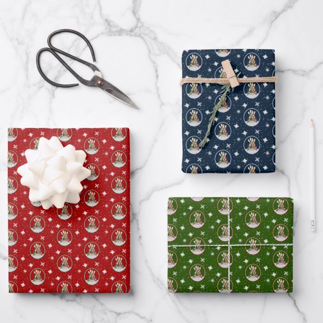Feuille De Papier Cadeau fête Kayak sapin de Noël rouge vert bleu (Recto)