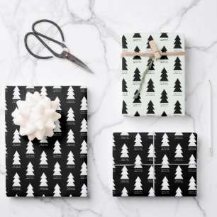 Feuille De Papier Cadeau Fête minimaliste moderne personnalisée Noir et bla