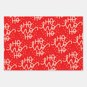 Feuille De Papier Cadeau Fête rouge Ho Ho Ho Noël
