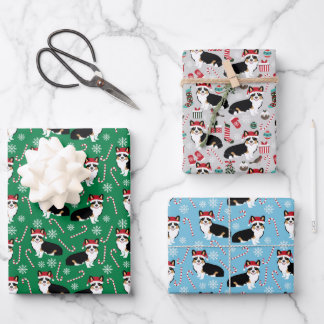 Feuille De Papier Cadeau Fêtes de Noël de Tri Corgi