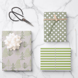 Feuille De Papier Cadeau Fêtes de Noël Pins de Matte vert
