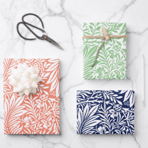 Feuille De Papier Cadeau Feuillage floral William Morris Bleu Vert orange