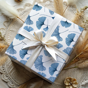 Feuille De Papier Cadeau Feuillage moderne Dusty Blue Ginkgo