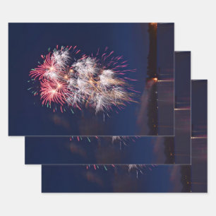 Feuille De Papier Cadeau Feux d'artifice 4 juillet fête de l'indépendance