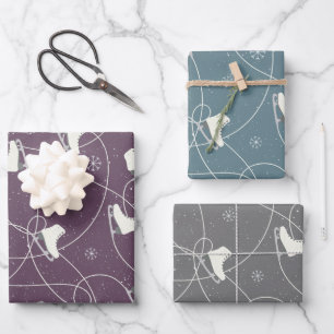 Feuille De Papier Cadeau Figure Patinage sur 3 couleurs