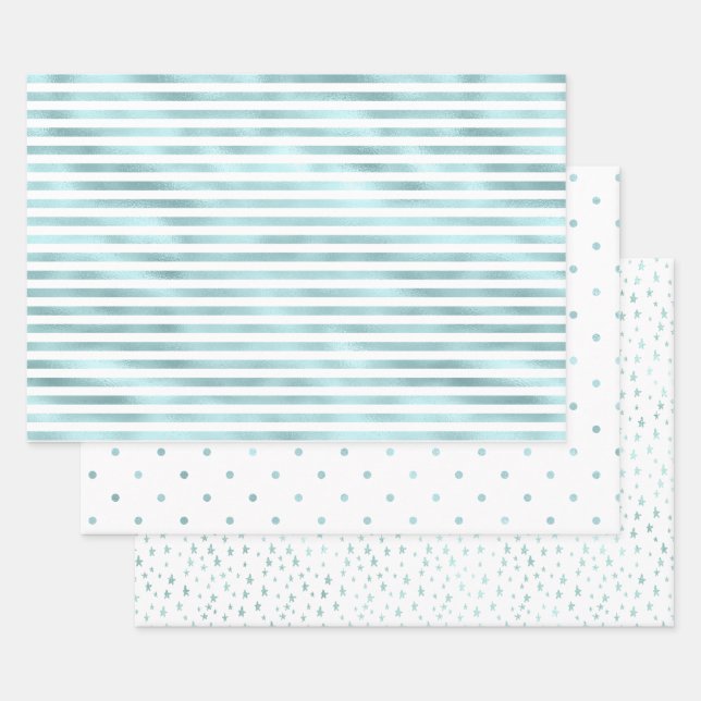 Feuille De Papier Cadeau Filets de pinte Glam Aqua (Lot)