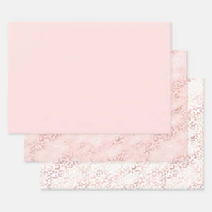 Feuille De Papier Cadeau Fille Empreinte de léopard en verre rose Ombre