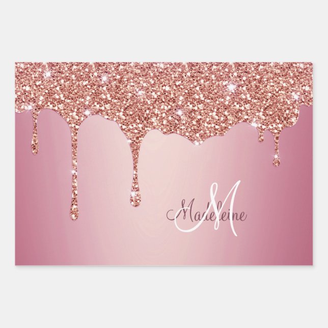 Feuille De Papier Cadeau Fille fondue Épercées roses Personnalisées avec le (Devant 3)
