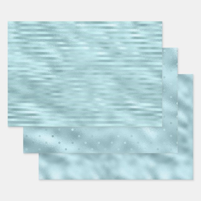 Feuille De Papier Cadeau Fille Glam Aqua tape et point (Lot)