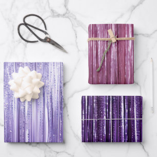 Feuille De Papier Cadeau Fille Lavande Violet Glam Tinsel Grilles