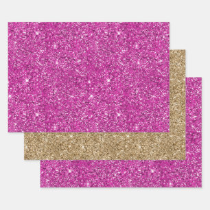 Feuille De Papier Cadeau Fille Parties scintillant rose étincelante