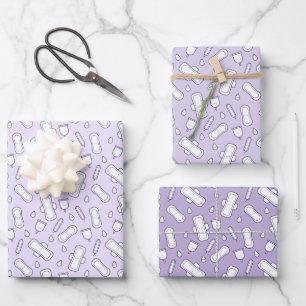 Feuille De Papier Cadeau Fille Première Période Violet Blanc Tampon Pad