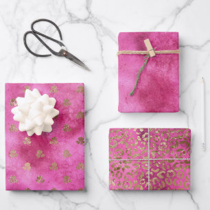 Feuille De Papier Cadeau Fille Roses d'or rose