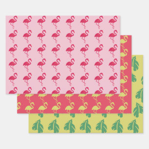 Feuille De Papier Cadeau Flamant rose rose néon Tropical