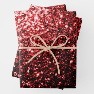 Feuille De Papier Cadeau Flamme de parties scintillant rouge foncé brille