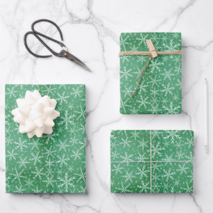 Feuille De Papier Cadeau Flammes de neige d'hiver de Noël qui tombent en ve