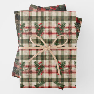 Feuille De Papier Cadeau Flannel Plaid cadeau de vacances hiver