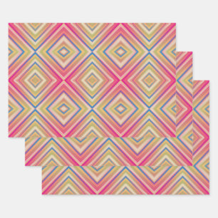 Feuille De Papier Cadeau Flashs de rose Motif diamant alternatif