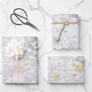 Feuille De Papier Cadeau Fléaux de neige en argent rose vif Froid Lake Ice