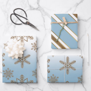Feuille De Papier Cadeau Flèche de neige bleu Ombre  