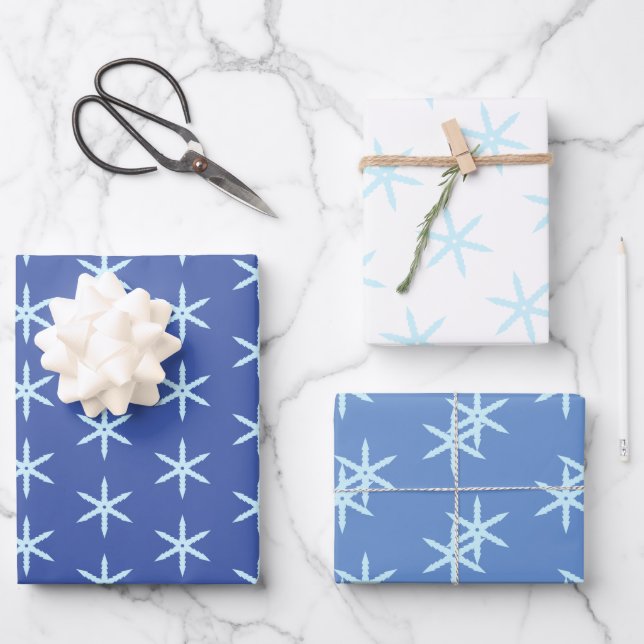 Feuille De Papier Cadeau Flèche de neige bleue (Recto)