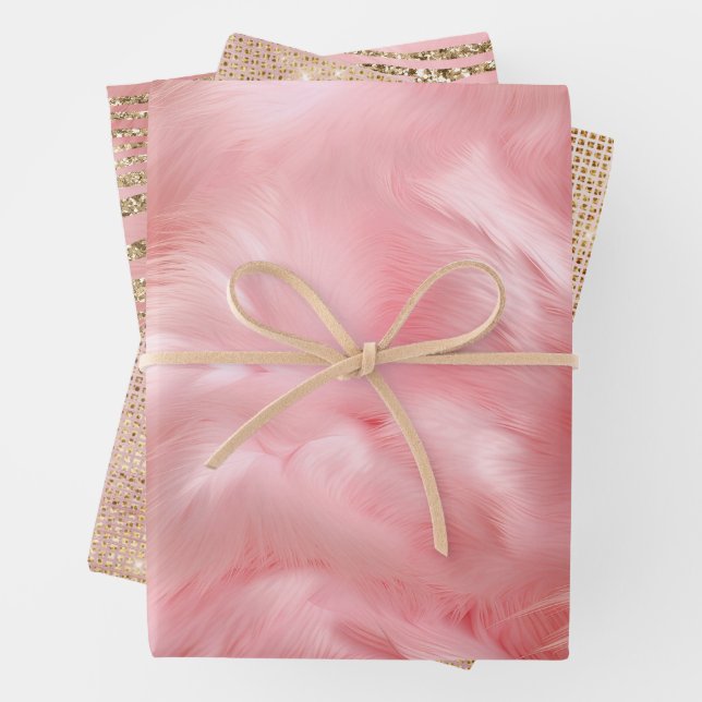 Feuille De Papier Cadeau Flèche rose Parties scintillant Gold Zebra (En situation)