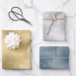 Feuille De Papier Cadeau Flèches blanches en argent doré 