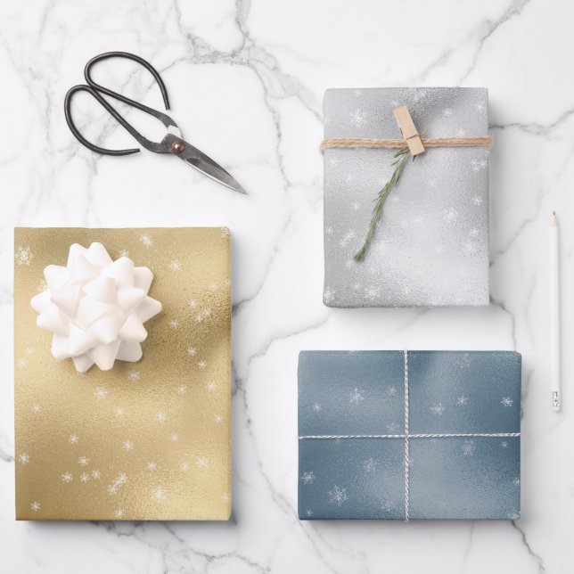 Feuille De Papier Cadeau Flèches blanches en argent doré  (Recto)