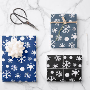 Feuille De Papier Cadeau Flèches blanches modernes Noël bleu et noir