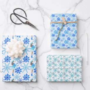 Feuille De Papier Cadeau Flèches bleues Aquarelles