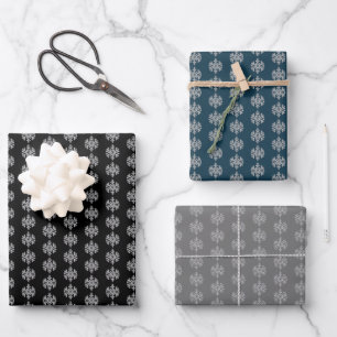 Feuille De Papier Cadeau Flèches de neige en argent