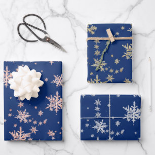 Feuille De Papier Cadeau Flèches de neige en or rose jaune or or bleu marin